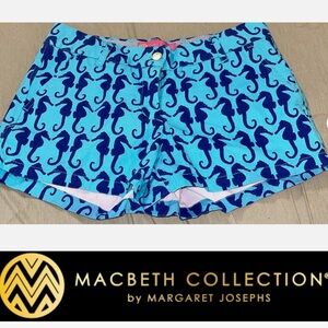 Macbeth Collection by Margaret Josephs Aqua Seahorse Shorts